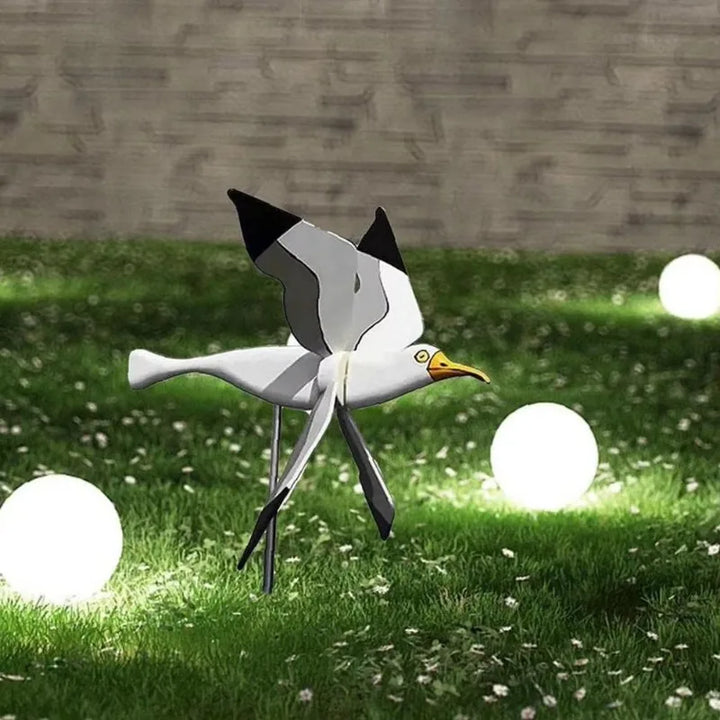 Décoration de jardin Windvogel SkyGull | Créez un moulin à vent créatif avec motif de mouette | Résistant aux intempéries & réglable en hauteur | Figurine de 25 cm