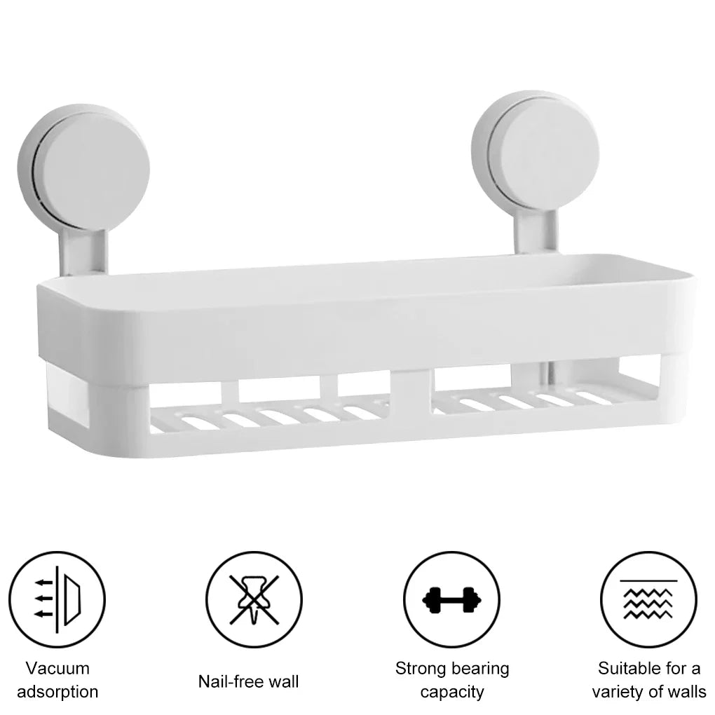 HydraFix DrainRack Étagère Murale Salle de Bain & Cuisine | Sans Perçage | Ventouse Forte & Orifices de Drainage | Capacité de Charge de 2 kg