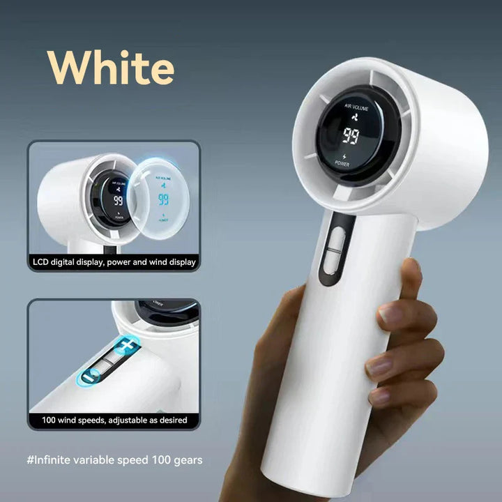 Ventomax Ventilateur à main Turbo 100 niveaux | Ventilateur USB portable | Mini ventilateur LED | Rechargeable | Pour camping et extérieur