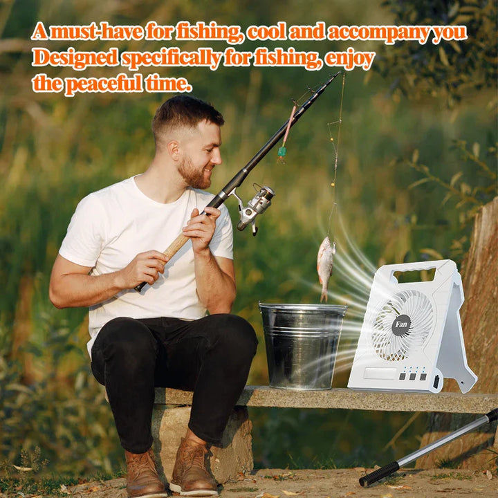 Ventilateur de Camping Solaire | Panneau Solaire Pliable | Powerbank & Lumière LED | Ultra-Léger  Marque : VenturioX