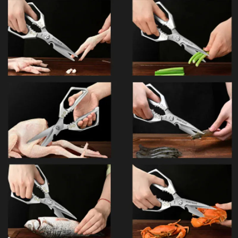 Ciseaux de cuisine multifonctionnels | Acier inoxydable SK5 | Pour viande, poisson & légumes | Poignée ergonomique