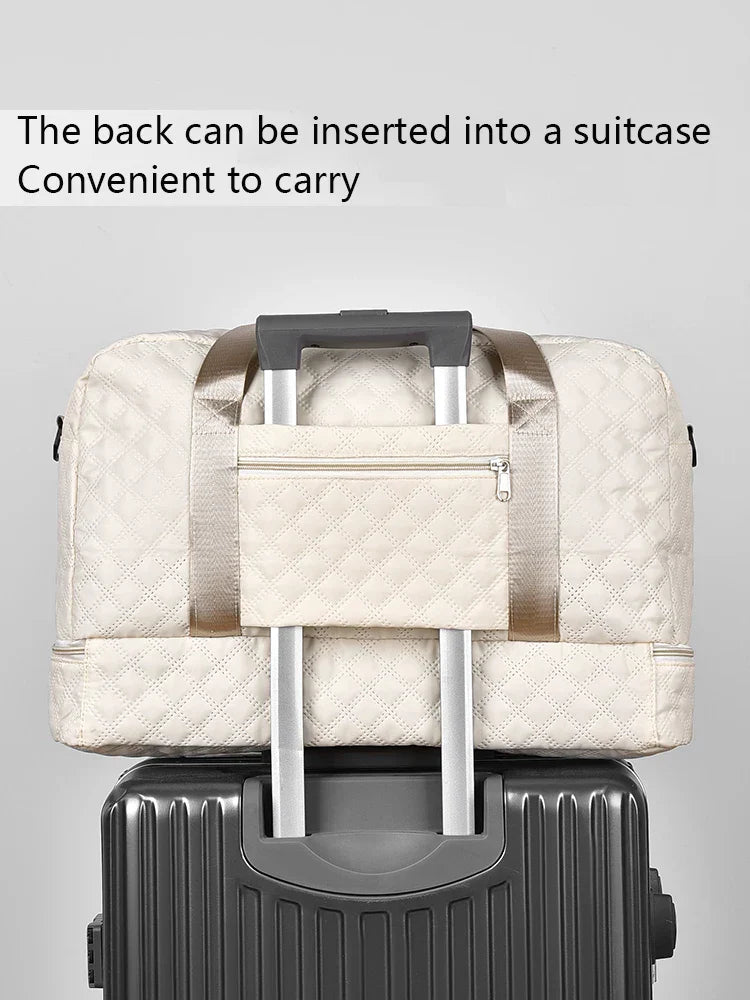Raumio TravelFlex Sac de voyage léger avec motif en losange | Grand sac de sport et de week-end avec compartiment à chaussures et compartiment humide | Adapté aux bagages à main et pliable