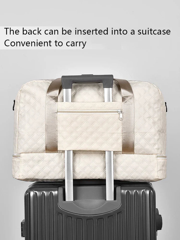 Raumio TravelFlex Sac de voyage léger avec motif en losange | Grand sac de sport et de week-end avec compartiment à chaussures et compartiment humide | Adapté aux bagages à main et pliable
