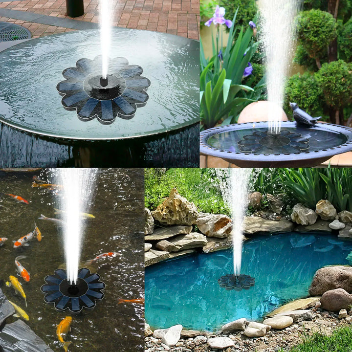 Fontaine de jardin solaire Spring | 5 buses interchangeables | Économique en énergie & sans entretien | Pour étang, abreuvoir pour oiseaux & balcon