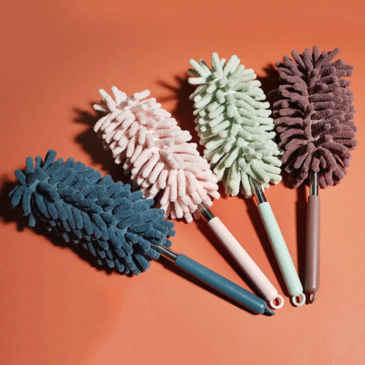DUSTELLA Duster télescopique | Extensible jusqu'à 80 cm | Microfibre chenille & poignée en acier inoxydable – Pour plafonds, meubles et coins