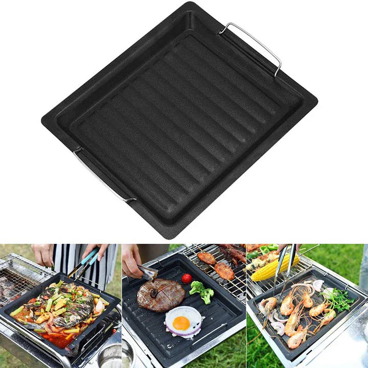 Plaque de Grill en Fonte Feurossa | Pour Grill à Gaz & Cuisinière | 25 × 30 cm | Pour Pizza, Viande, Légumes & Poisson
