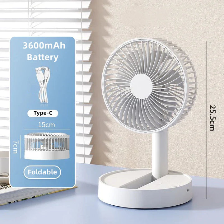 Ventilateur pliant AeroFold | Ventilateur USB à 4 vitesses avec minuterie | Compact & Silencieux | Pour intérieur & extérieur
