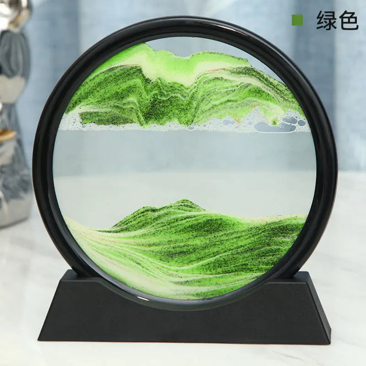 Image de sable 3D Aurelia Flow | Art du sable en mouvement dans le verre | Détente & Décoration | Design rond