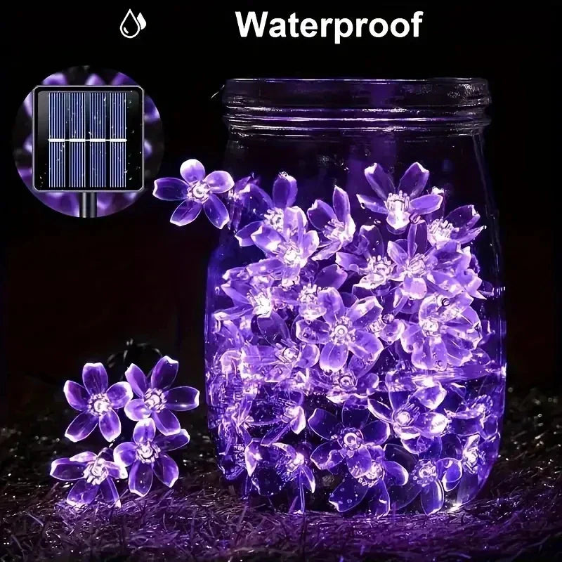 Guirlande lumineuse solaire LumiCord | Lumière LED blanc chaud | Économique en énergie & Résistante aux intempéries | Pour jardin, balcon & fêtes
