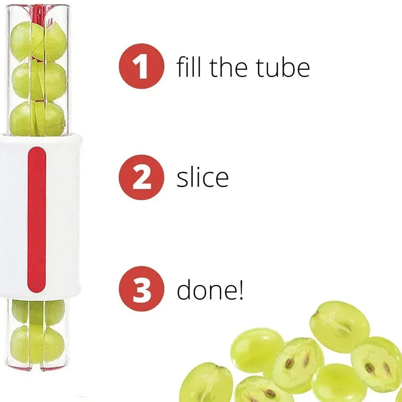 Coupe-fruits & légumes | Coupe-tomates & raisins | Lame en acier inoxydable | 7,5x7x20 cm
