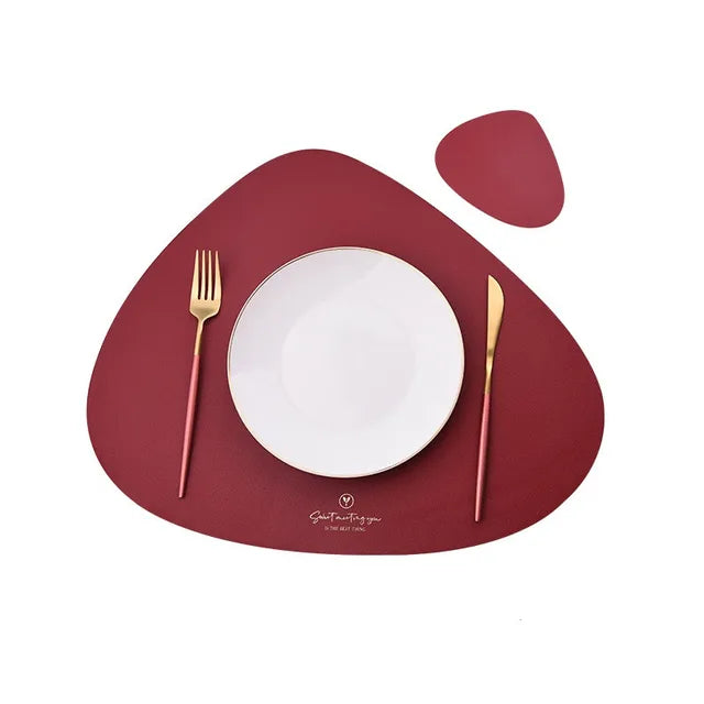 PrestigeMat - Ensemble élégant de sets de table et sous-verres en cuir PU