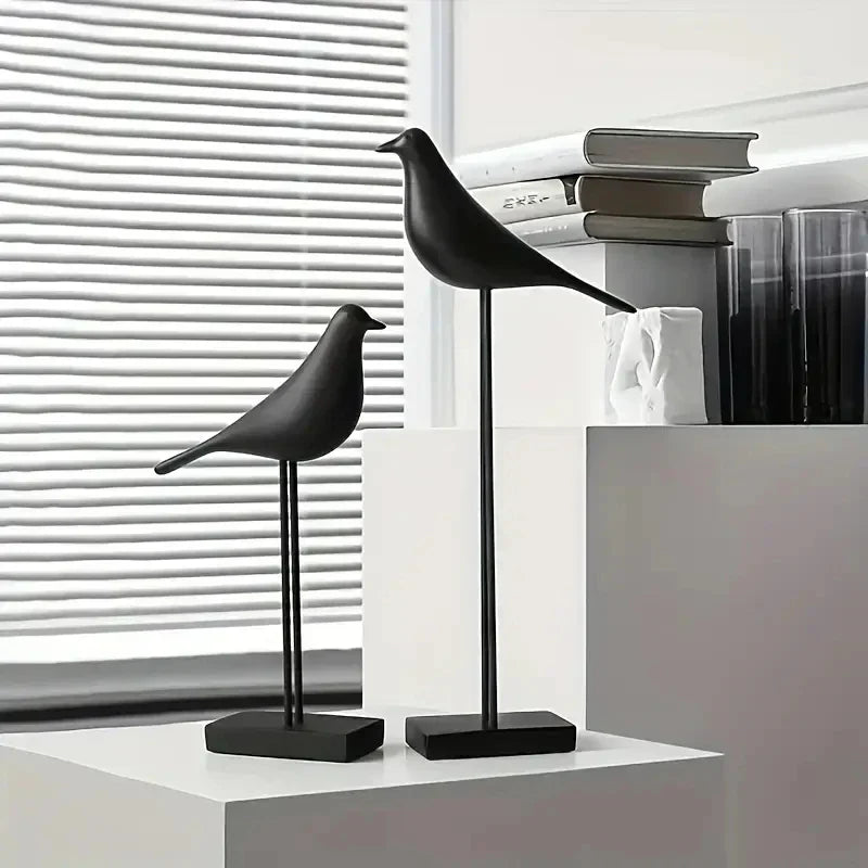 Figurine Deko NordicBird | Statue d'oiseau peinte à la main en résine | Accessoire de décoration scandinave | Décoration de table et de bureau