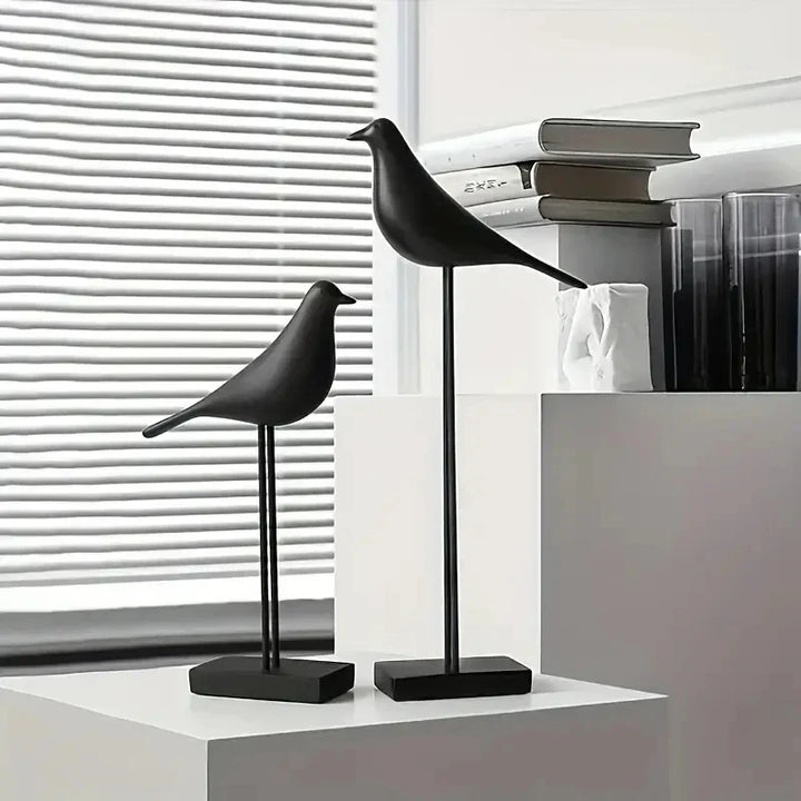 Figurine Deko NordicBird | Statue d'oiseau peinte à la main en résine | Accessoire de décoration scandinave | Décoration de table et de bureau