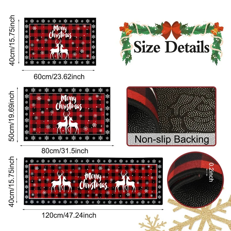 PlaidJoy Tapis de Noël | Design à carreaux & Antidérapant | Absorbant & Lavable | Pour Cuisine & Salon | Édition 2025–2026