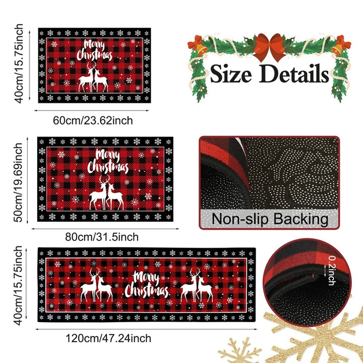 PlaidJoy Tapis de Noël | Design à carreaux & Antidérapant | Absorbant & Lavable | Pour Cuisine & Salon | Édition 2025–2026