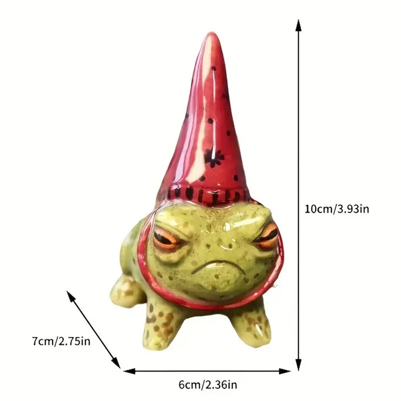 Frolico | Figurine de grenouille avec chapeau de fête | Décoration de jardin amusante | Statue artisanale pour cour et salon