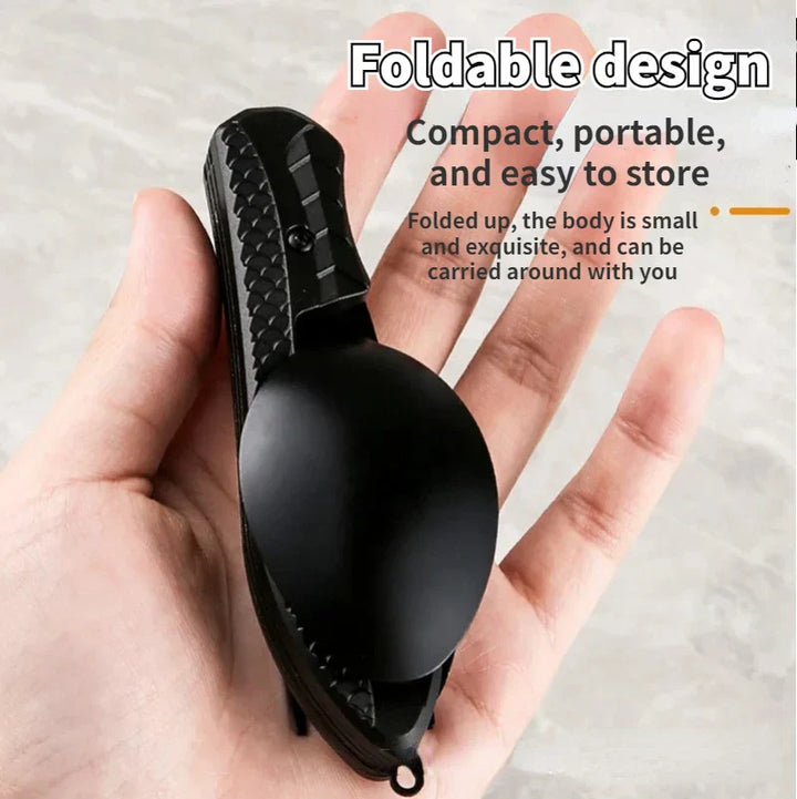 TrekMate 3-en-1 Ustensiles de Camping | Ensemble d'Ustensiles de Plein Air Pliable avec Couteau, Fourchette & Cuillère | Acier Inoxydable | Compact & Robuste | Pour Camping, Randonnée & Voyage