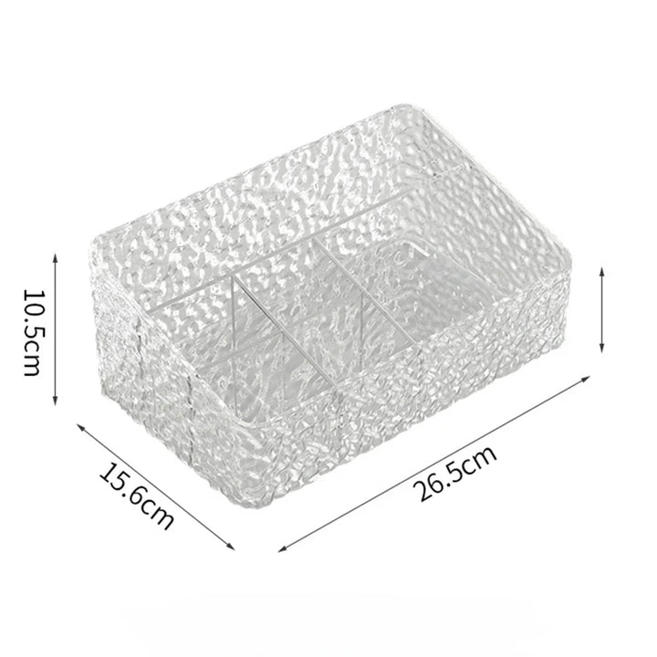 Boîte Organisatrice de Maquillage ClaryLux | Design Ondes d'Eau | Grande Capacité | Forme Trapézoïdale Ouverte