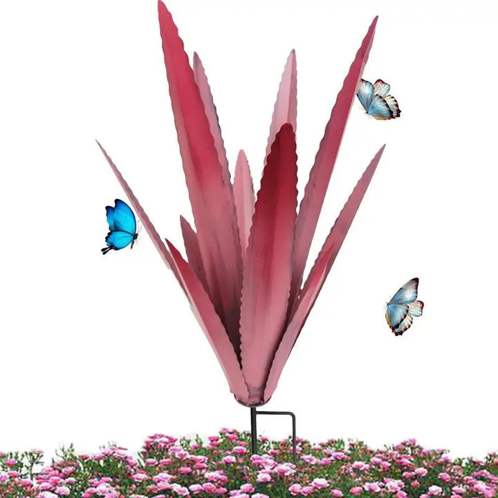 Floraza Métal Agave Sculpture | Décoration de jardin artisanale | Résistante aux intempéries & Élégante | 29 × 29 × 45 cm