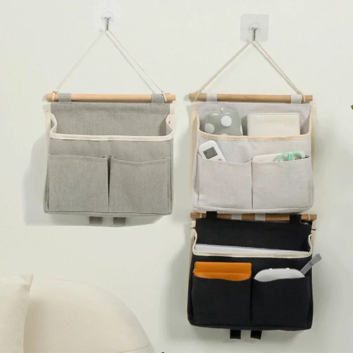 Stowella Sac de rangement mural en lin | Imperméable & gain de place | Organisateur suspendu pour sous-vêtements & petits objets – 23×6×25 cm