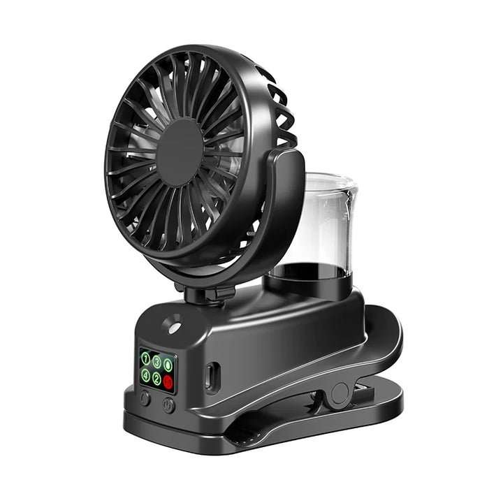 Mistello Ventilateur à spray portable avec clip | 4 vitesses & 360° rotatif | Mini ventilateur USB avec nébuliseur pour bureau, voiture & camping