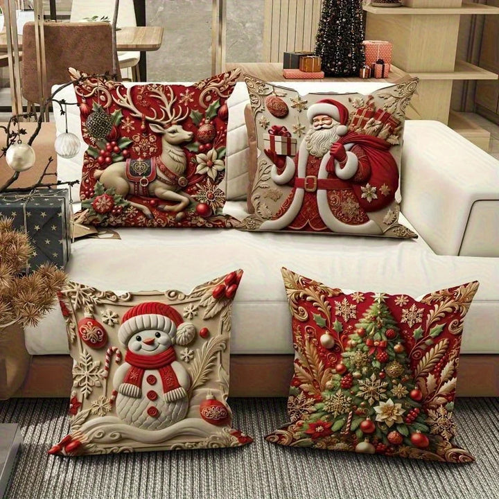 Housse de coussin de Noël Lunavia | Impression 2D | Design Père Noël | 45×45 cm | Décoration de Noël festive & idée cadeau