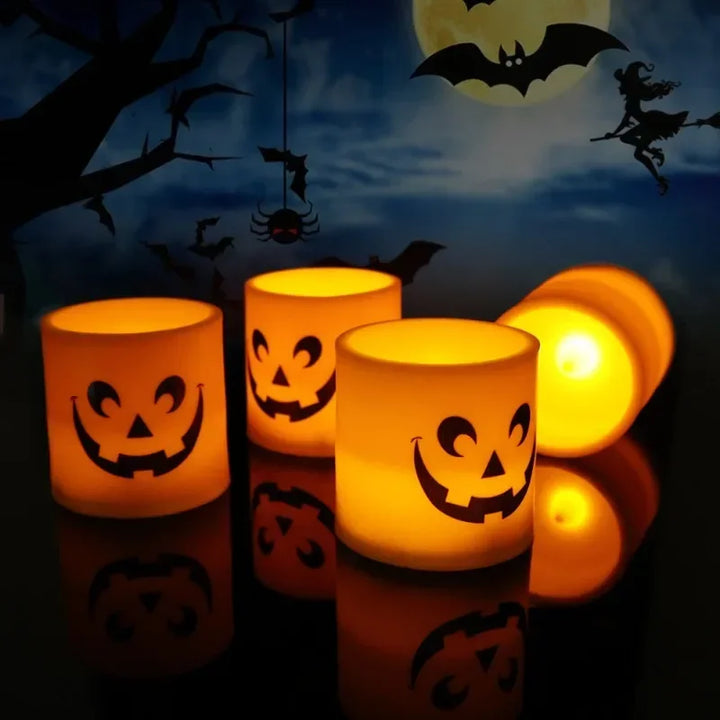 SpukLicht | Bougies LED en design fantôme | Set de 6 | Lumière jaune vacillante | Décor Halloween