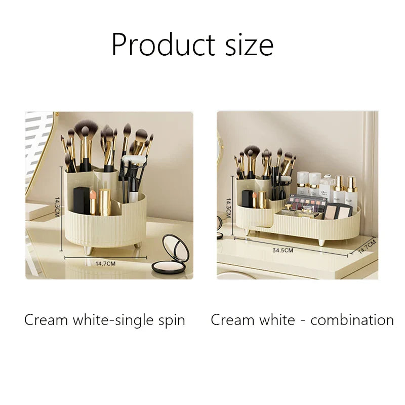 Clearlyn SpinBox Organisateur de maquillage rotatif en plastique | Boîte à cosmétiques avec compartiments | Rotation à 360° & gain de place | Aspect acrylique