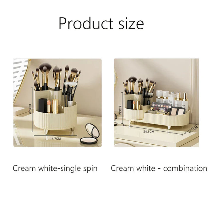 Clearlyn SpinBox Organisateur de maquillage rotatif en plastique | Boîte à cosmétiques avec compartiments | Rotation à 360° & gain de place | Aspect acrylique