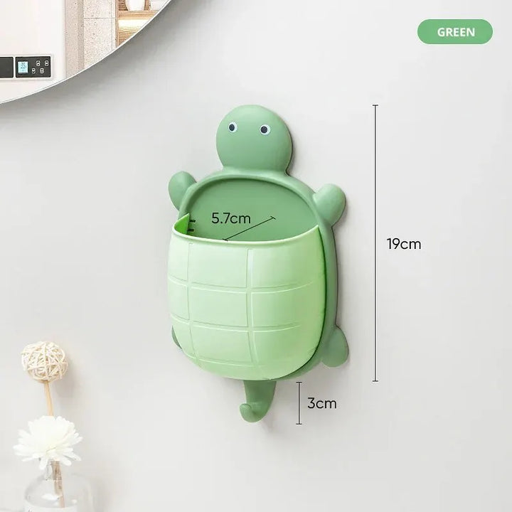 TurtleBox Support de rangement & porte-brosse à dents | Design mignon de tortue | 22×13×5,7 cm