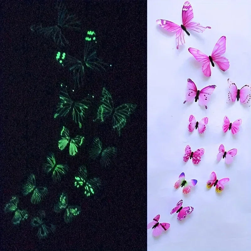 Luminexa Papillons | Autocollants Muraux Papillon 3D | 12 pièces | Lumineux & Décoration DIY | Pour Murs, Fêtes & Cadeaux