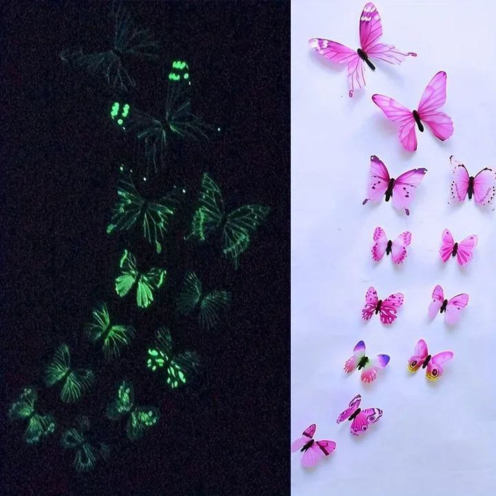 Luminexa Papillons | Autocollants Muraux Papillon 3D | 12 pièces | Lumineux & Décoration DIY | Pour Murs, Fêtes & Cadeaux