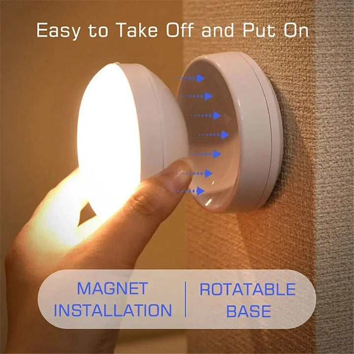 LumiFlex360 Lampe de nuit LED | Détecteur de mouvement | Rotatif à 360° | Rechargeable | Magnétique et sans fil
