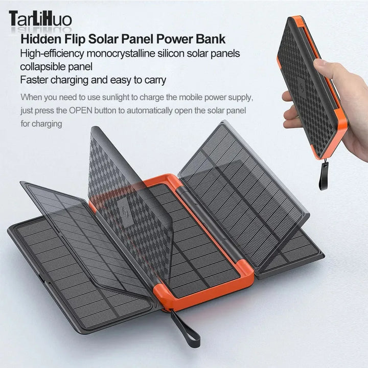 Batterie Solaire VoltMate Flip 15W | 10.000/20.000mAh | Chargement sans fil Qi | Panneau solaire pliable | Étanche et résistant aux chocs