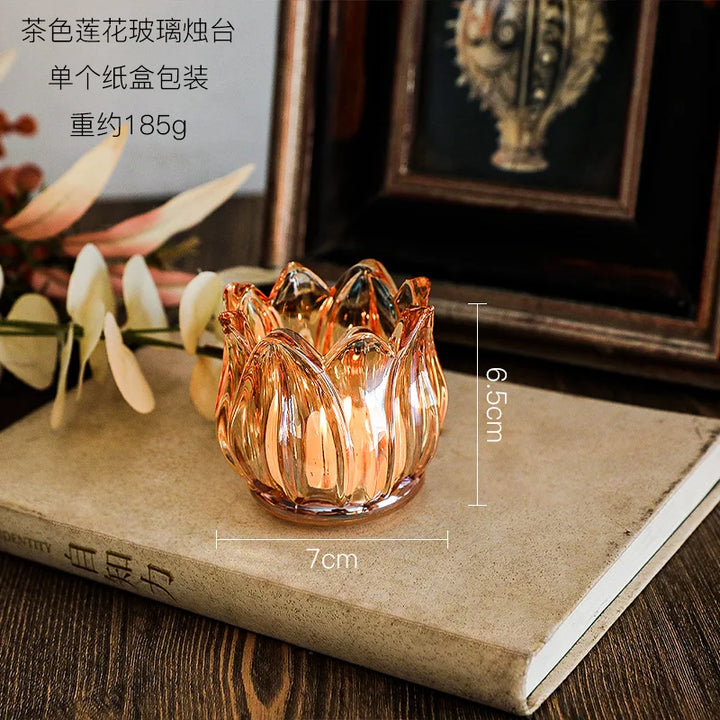 Bougeoir Tulivienne | Verre Vintage | Style Rétro Romantique | Transparent