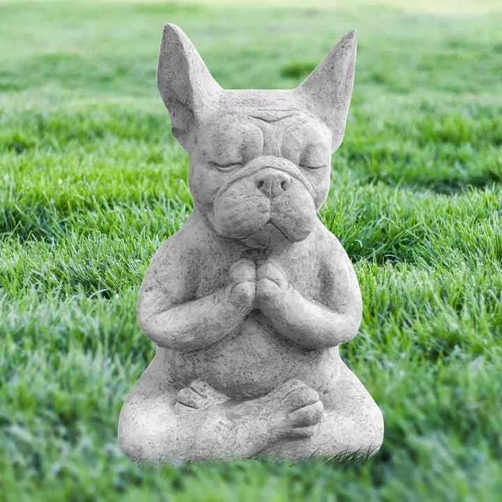 ZenPaws | Figurine Bulldog Méditant | Statue en Résine | Pour la Maison & le Jardin
