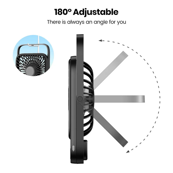 MiniVent Power | Ventilateur de table avec fonction batterie externe | Batterie de 5000mAh | 4 niveaux & Ultra Silencieux