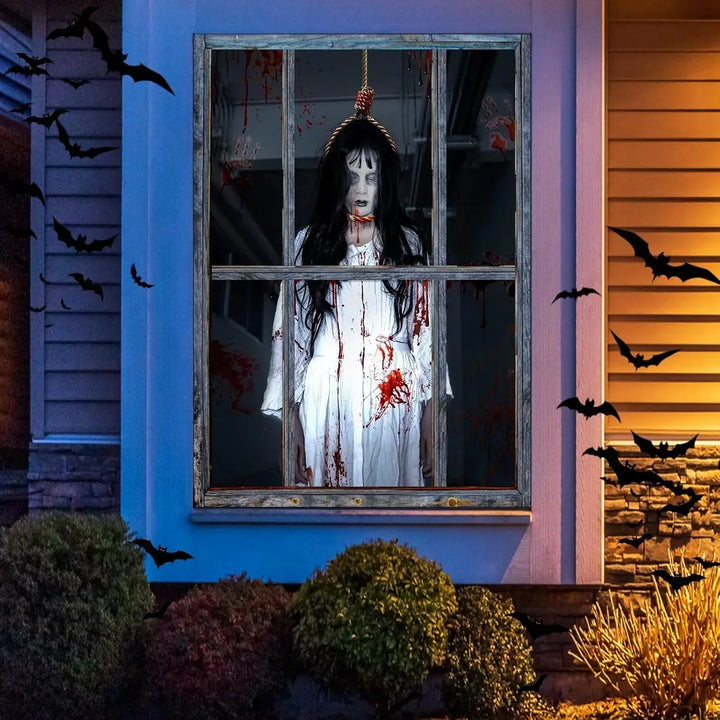 HorrorDrape Rideau d'Halloween | Design sombre et effrayant | Tapisserie en polyester | Différentes tailles