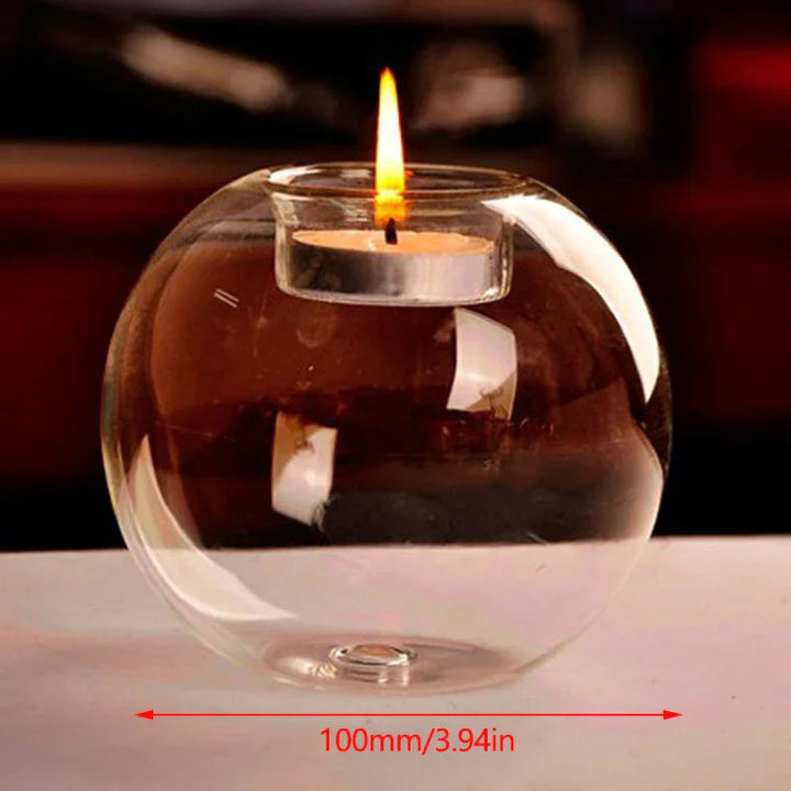 LichtGlas Bougeoir en Verre Rond | Design Transparent | Verre Décoratif Creux pour Salon & Mariage | 1 Pièce