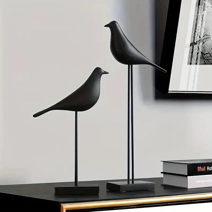Figurine Deko NordicBird | Statue d'oiseau peinte à la main en résine | Accessoire de décoration scandinave | Décoration de table et de bureau