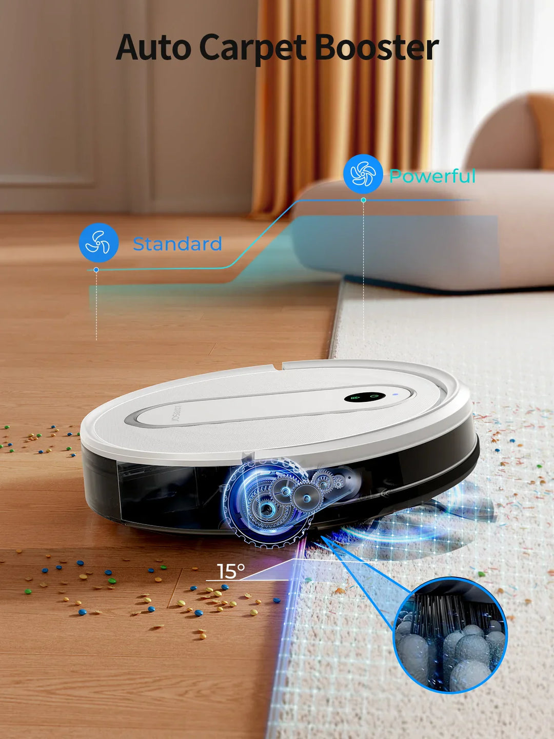 Cleanovo P10 Robot Aspirateur avec Fonction Laveuse | 4500Pa Puissance d'Aspiration | Contrôle par Application & Navigation Gyroscopique | Pour Tapis & Sols Durs