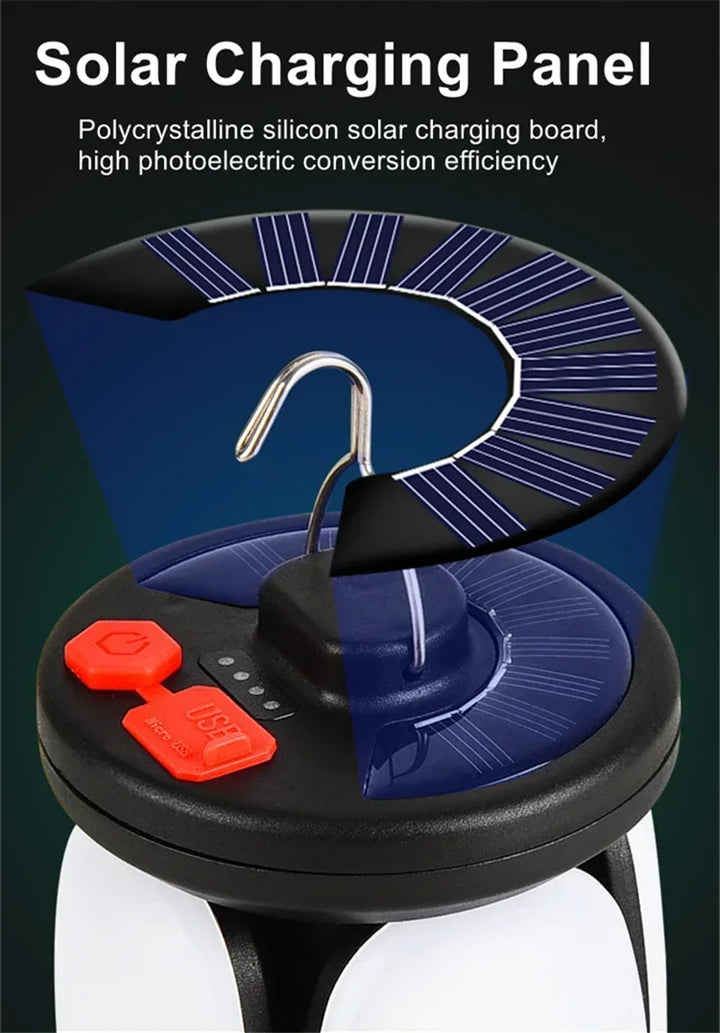 LUMALITE Lampe de Camping Solaire | Chargement USB & Solaire | 6 Modes de Lumière | Pliable & Powerbank – 1000 Lumens