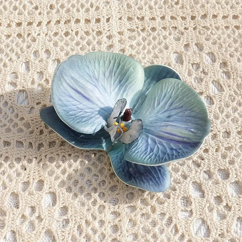 Fleur décorative 3D Floriva Orchidea | Grande orchidée papillon artificielle en coton silicone | 10 × 11 cm | Pour déco, cadeaux & accessoires capillaires