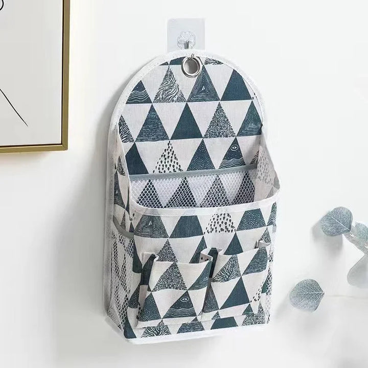 RoomEase Sac de rangement en tissu suspendu | Organisateur mural et de porte | 2 compartiments + poche latérale en mesh