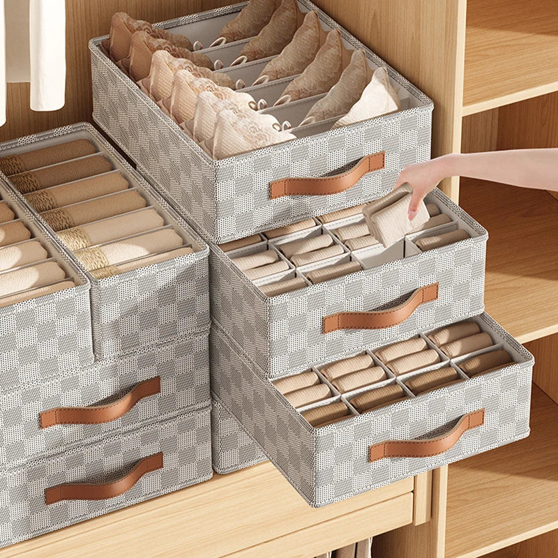 OrgaNest Boîte Organisatrice de Tiroir | Pour Sous-vêtements & Chaussettes | Pliable & Gain de Place | Polyester de Haute Qualité