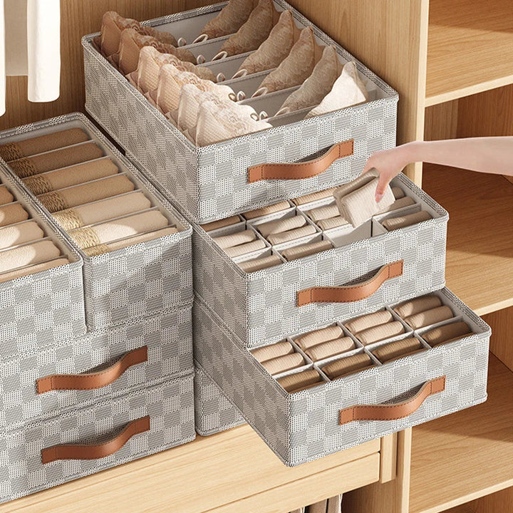 OrgaNest Boîte Organisatrice de Tiroir | Pour Sous-vêtements & Chaussettes | Pliable & Gain de Place | Polyester de Haute Qualité