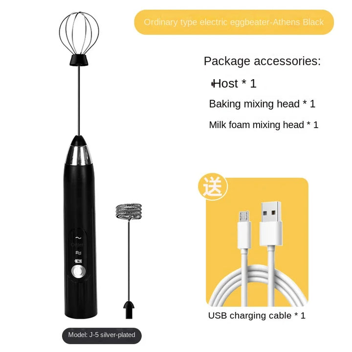 CREMIX Mousseur à lait électrique & Mixeur | 3 Vitesses | Embouts doubles en acier inoxydable | Chargement USB