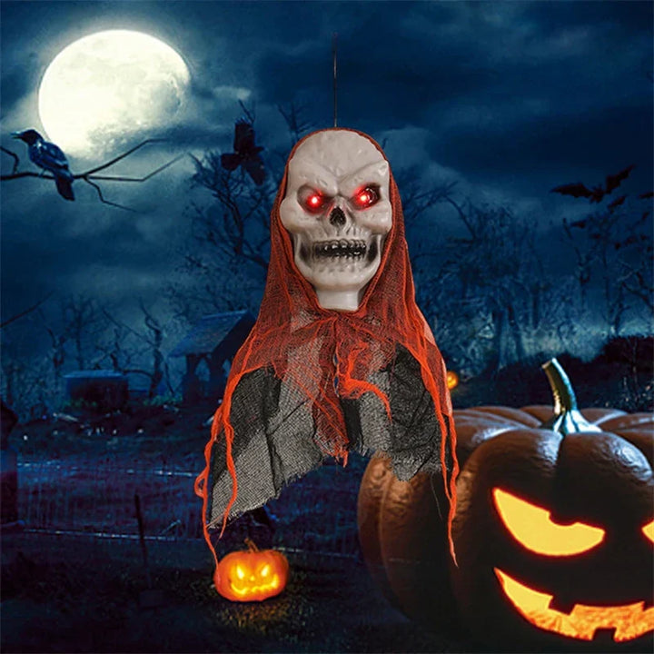 Halloween Deko GhostlyGlow | Fantôme suspendu avec crâne lumineux | Pour jardin, fête & maison