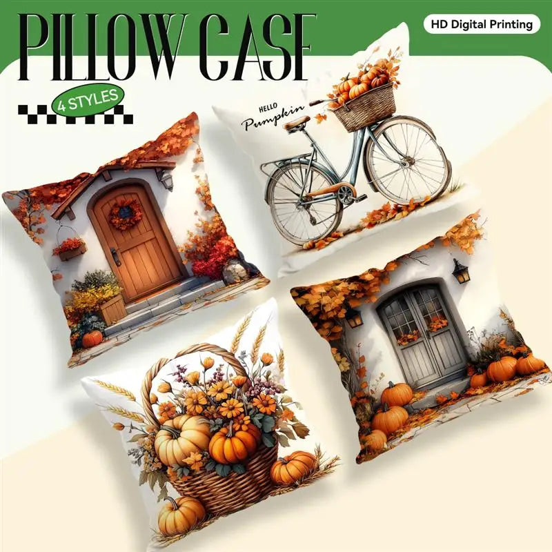 LaubTraum | Housse de coussin décoratif rétro-automne | Accent décoratif pour le canapé | Polyester 45×45 cm