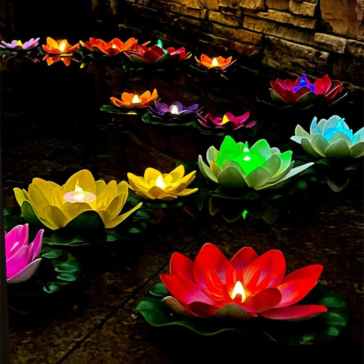 Lampe Lotus Flottante LUMILYA | Capteur d'eau LED | Lumière Blanc Chaud | Pour Étang, Jardin & Fêtes